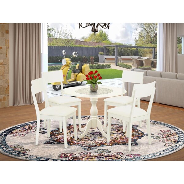 East West Furniture 5 Piece Dublin Dining Room Set - Linen White DMAD5-LWH-LC - main